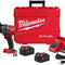 Kit Taladro Percutor Milwaukee 2904-22 1/2" (13 mm) con 2 Baterías 5.0Ah, Cargador y Caja de Herramientas (Rojo/Negro)